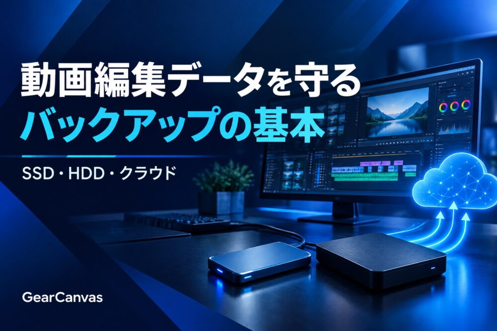 動画編集データのバックアップ。SSD・HDD・クラウドへの保存を示すGearCanvasの解説